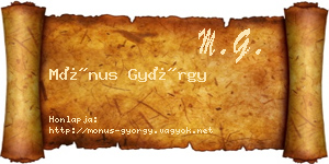 Mónus György névjegykártya
